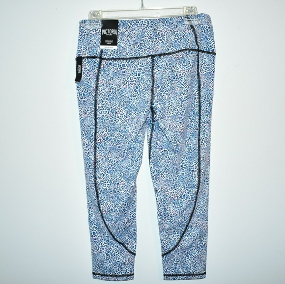 ❤HP❤VICTORIA SPORT BLUE LEOPARD KNOCKOUT CAPRI NWT - Picture 7 of 8